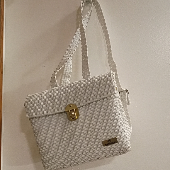 Handbags - White Backpack with Gold Accents